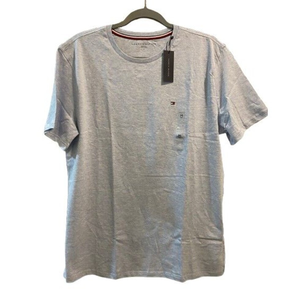 Men's Medium T-shirt Tommy Hilfiger Short Sleeve Crewneck Cotton Light Blue Logo